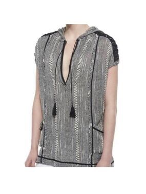 Free people forever yours woven hooded and crochet pullover tunic coverup small